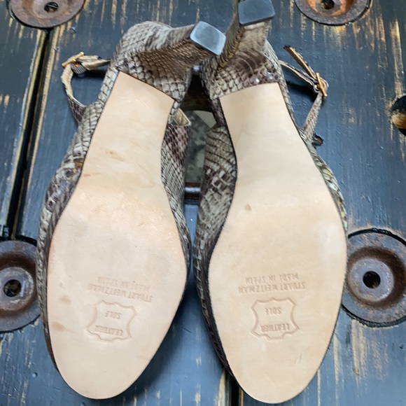 Stuart Weitzman Snakeskin Platform Peeptoe Heels - Picture 7 of 9